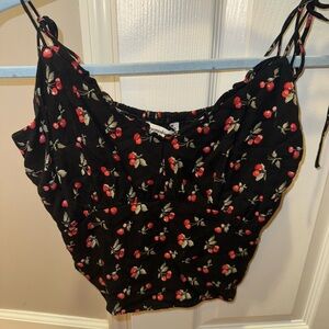 Abercrombie & Fitch Black Smocked Tie Front Sleeveless Camisole